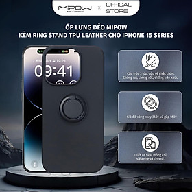 Ốp lưng dẻo MIPOW kèm Ring Stand TPU Leather cho iPhone 15 Series - Hàng chính hãng