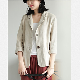 Áo vest nữ vải linen 2 ve ngóc phong cách Nhật Bản ArcticHunter - BEIGE - M