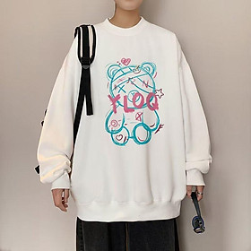 Áo Sweater Cổ Tròn Tay Dài In Hình Gấu Hoạt Hình Graffiti Thời Trang Đường Phố Cho Nam Và Nữ M-3XL