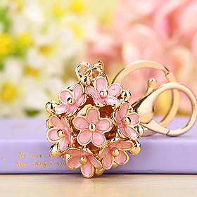 Móc khóa kim loại mạ vàng hình quả cầu hoa