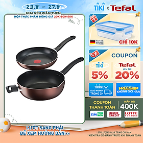 Mua Bộ 2 chảo chống dính đáy từ Tefal Day by Day dùng cho mọi loại bếp (24cm  28cm) - Hàng chính hãng