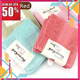 Set 3 khăn mặt monored nhật cotton siêu mềm mịn cho em bé trẻ con lau rửa cho vuông cao cấp
