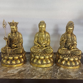 Mua Bộ Ta Bà Tam Thánh  Bộ Sa Bà Tam Thánh 29cm Chất Liệu Đồng Vàng  Tượng Adida  Tượng Quan Thế Âm Bồ Tát  Địa Tạng Vương Bồ Tát