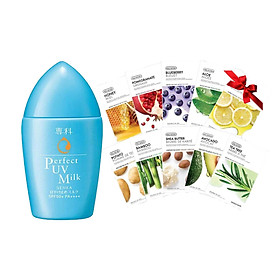 Kem Chống Nắng Dạng Sữa Senka Perfect UV Milk 40ml 14095 tặng Mặt nạ dưỡng da The Face Shop Real Nature (1 miếng)