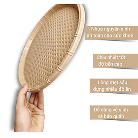 Mua Mẹt nhựa tròn giả mây tre đan Đủ Size 28-34-42-52cm  Đĩa mẹt tròn đựng bún đậu đồ ăn vặt mẹt gà