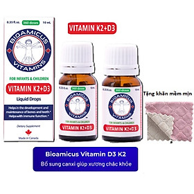 Combo 02 lọ BioAmicus Vitamin D3 & K2 - Canada, giúp bé tăng hấp thu canxi