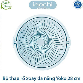 Thau Rổ Nhựa, Bộ Thau Rổ Xoay Đa Năng Yoko 28 cm, Chính Hãng Inochi Nhựa PP Nguyên Sinh - Kháng Khẩu - Khử Mùi