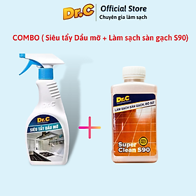 Combo Dr.C CHÍNH HÃNG siêu tiết kiệm ( Siêu tẩy dầu mỡ Dr. C + Làm sạch sàn gạch, thiết bị men sứ Dr.C - S90 ( 1 lít))