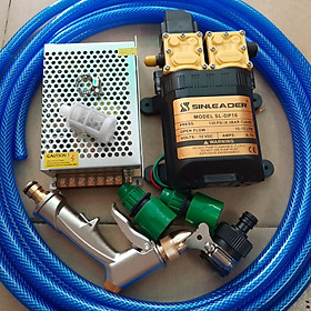 bộ bơm đôi rửa xe mini 12V, bơm đôi sinleader và 5 mét dây kèm nguồn tổ ong 12V-10A và 1 lọc rác 1 mét dây hút