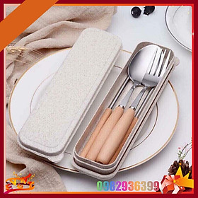 Mua Bộ Muỗng Đũa Cá Nhân Lúa Mạch Inox Cán Gỗ Cao Cấp Có Hộp Đựng Nhỏ Gọn Tiện Dụng Sạch Sẽ