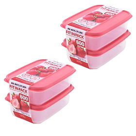 Mua Combo Set 2 hộp nhựa đựng thực phẩm Fitin Pack 600ml nắp dẻo nội địa Nhật Bản