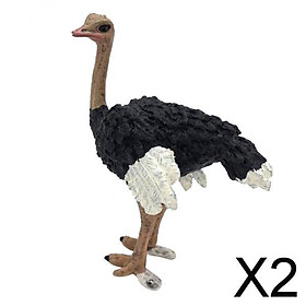 2xFigurines Animals Model Action Figures for Kids Collection Toys Ostrich