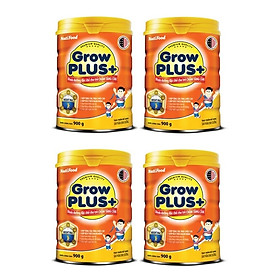 Bộ 4 Lon Sữa bột NutiFood Grow Plus+ cho trẻ chậm tăng cân 900g