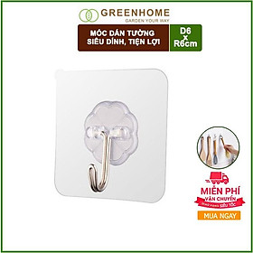 Móc dán tường, treo tường D6xR6cm chịu lực tốt, treo vật trang trí phòng khách, đồ dùng nhà bếp,phòng tắm