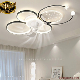 Mua Quạt trần ốp trần cho chung cư trần thấp  tiết kiệm không gian  đèn led 3 chế dộ sáng  cánh quạt quay 360 điều khiển từ xa QTD