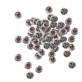 Pack of 100 Assorted Color Skull Round Wooden Buttons for Sewing and Crafts