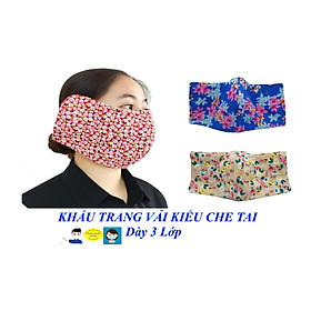 Khẩu trang vải nữ Kiểu che tai Dày 3 lớp In hình hoa bất kỳ Giúp chống nắng, Chống bụi, Bảo vệ sức khỏe, Phòng dịch bệnh