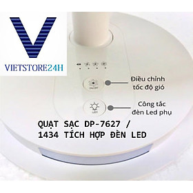 Mua Quạt Sạc DP-7627 / 1434 Tích Hợp Đèn Led VT - Hàng chính hãng