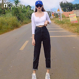 Quần Jeans nữ baggy lưng cao Novelty MS694