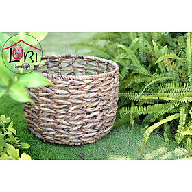 Mua - Sọt đựng đồ lục bình hình tròn đan vặn mũi tên - đẹp  tinh tế