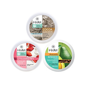 Bộ 3 hũ mặt nạ chăm sóc da mặt và tóc Vedet (Bùn non, sữa chua dâu, bơ)