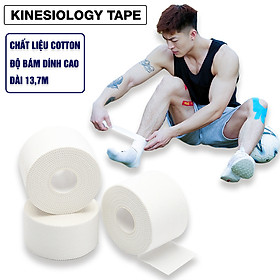 Băng Keo Thể Thao Cao Cấp Cotton Trắng KINESIOLOGY TAPE - VNS009 (13.7m), Băng Keo Thể Thao Cao Cấp Chuyên Dụng Bảo Vệ Khớp Cho Các Bộ Môn Thể Thao (Hàng Chính Hãng)