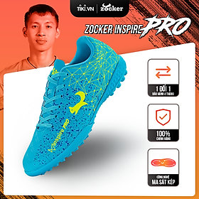 Giày Đá Bóng Sân Cỏ Nhân Tạo Zocker INSPIRE PRO Xanh Ngọc, Giúp Ôm Chân-Bám Sân-Tăng Lực Sút, Tặng Kèm Tất - Size 41