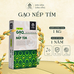 Gạo Nếp Tím Than VỊ VIỆT Cao Cấp, Gói 1 kg, Hỗ trợ giảm cân, Gạo dẻo đậm vị