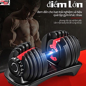 Tạ tay Dumbell 24kg điều chỉnh khóa số tự động,đa năng tạ đơn Cao Cấp (có khay đựng)