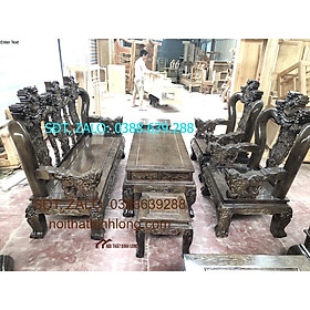 Bộ bàn ghế đỉnh nghê gỗ mun đuôi công
