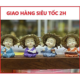 Bộ Tượng Chú Tiểu Nón Rơm Cầm - Kỳ - Thi - Họa 