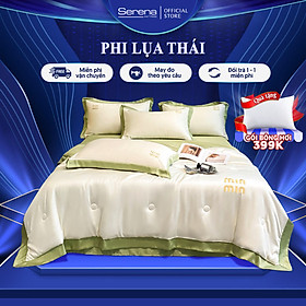 Bộ Chăn Ga Gối Nệm 1m4x2m Lụa Thái Minmin SERENA Cao Cấp - Bộ Chăn Ga Ra Drap Gối Mền Nệm Đệm Giường Đẹp Phi Lụa Thái 5 Món Khách Sạn Cao Cấp 1m2 1m4 1m6 1m8 2m 2m2x2m