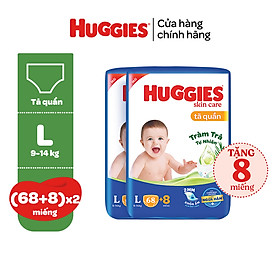 Combo 2 gói Tã/bỉm quần HUGGIES SKINCARE gói M76+8/L68/XL60/XXL54 (M56/L48/XL40/XXL36+8)