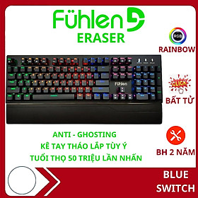 Mua Bàn phím cơ gaming Fuhlen Eraser Led Rainbow/ Kê tay tháo rời- Hàng chính hãng