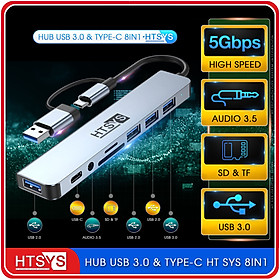 Mua Hub Chuyển Đổi USB Type C HT SYS 8 in 1 To USB 3.0  SD  TF  USB C  Audio 3.5 - Hàng Chính Hãng