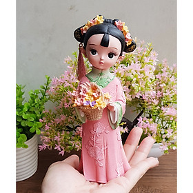 Tượng chibi thiếu nữ cổ trang bên hoa 3D sinh động (02 mẫu)