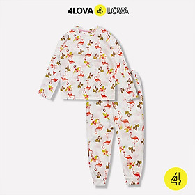 Bộ quần áo thun dài tay thu đông 4LOVA chất cotton mềm mại hoạ tiết hoạt hình