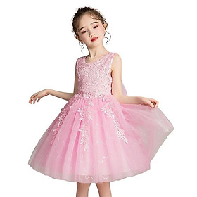 Váy đầm bé gái dễ thương, váy lưới bồng bềnh dự tiệc cho bé từ 6-12 tuổi màu hồng