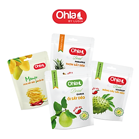 Combo Bùng Vị sấy dẻo Ohla 100g (Xoài cay + Mãng cầu m.ớt + Thơm m.ớt + Ổi hồng m.ớt)
