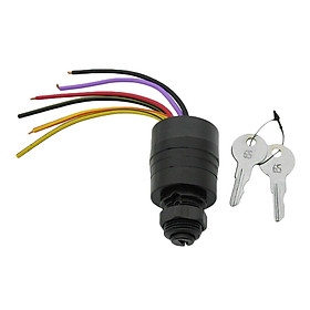 Ignition Key Switch, 3 Position Replacement 6 Wire Key Starter Switch Fit for Mercury Boat Part