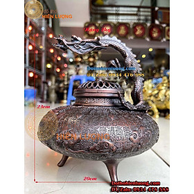 Lư Đốt Trầm Hương Hình Linh Vật Rồng Cầm Ngọc Màu Nâu - Vật phẩm phong thủy