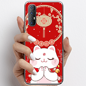 Ốp lưng cho Oppo Reno3, Reno3 Pro nhựa TPU mẫu Mèo may mắn cầu nguyện
