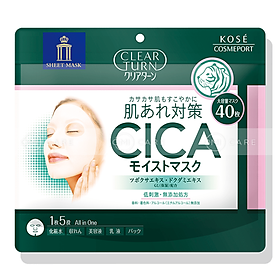 Mặt nạ dưỡng ẩm, làm dịu da cica CLEAR TURN (40 miếng/túi)