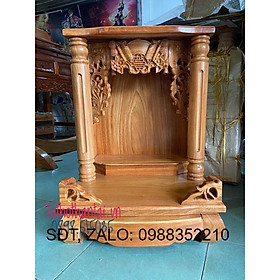 Mua Bàn thờ thần tài gỗ gõ đỏ cột tròn trơn ngang 60cm - Đồ Gỗ Vinh