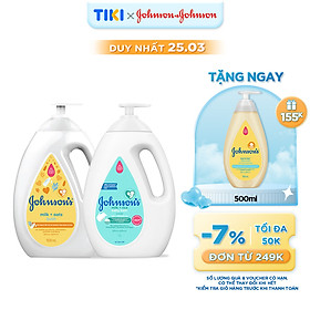 Bộ 2 chai Sữa tắm sữa & gạo Johnson's Milk Rice + Sữa tắm sữa & yến mạch Johnson's Milk Oats 1000ml x 2 - 540019940