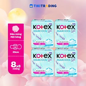 Combo 4 Băng vệ sinh Kotex Max Cool French Spa 23cm 8 miếng Có Cánh