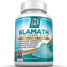 BRI Nutrition Klamath Blue Green Algae - More Effective Than Spirulina or Chlorella - from The Clean Pure Source of Klamath Lake, 500mg 60ct Gel Capsules