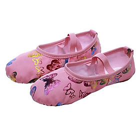 Bé Gái Múa Ba Lê Giày Vải Bướm Đế Mềm Váy Múa Dép Trẻ Em Thực Hành Ballerina Giày Nữ Giày Khiêu Vũ Color: Pink hu die Shoe Size: 29