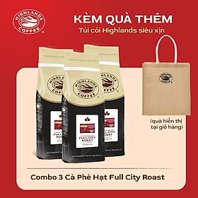 Combo 3 Cà Phê Hạt Full City Roast Highlands Coffee 1kg 
