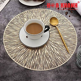 Tấm lót bàn ăn, miếng lót đĩa, lọ hoa hình tròn 38cm nhựa PVC cao cấp, chịu nhiệt, chống trượt màu vàng - E25-S004S